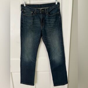 Levis 514 Jeans Mens 34x32 Blue Straight Fit Medium Wash Whiskering Denim